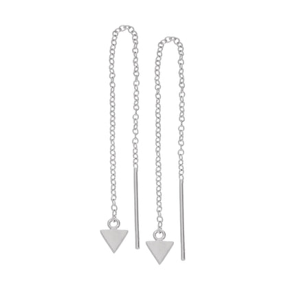 Small Sterling Silver Flat Triangle Pull Through Earrings