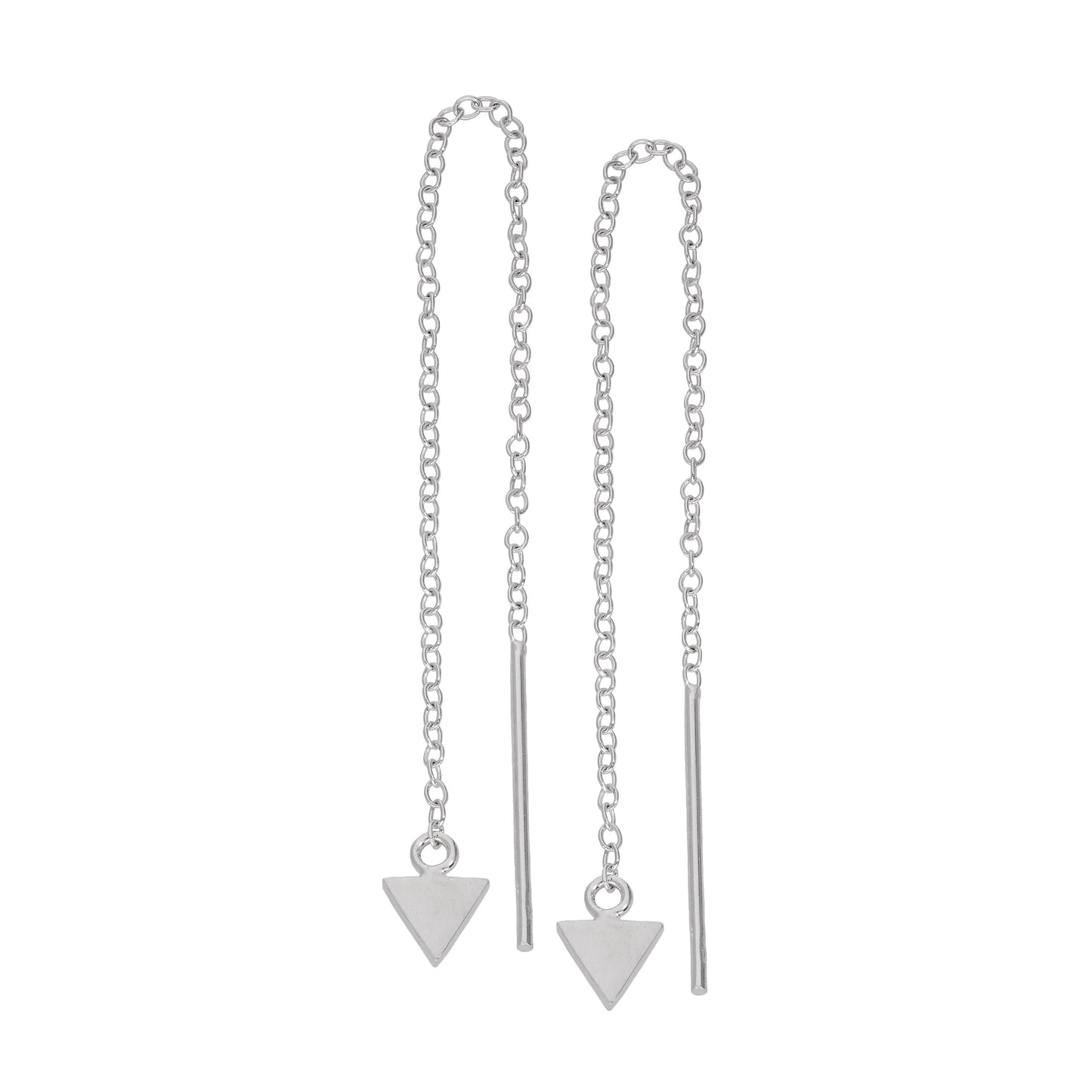 Small Sterling Silver Flat Triangle Pull Through Earrings