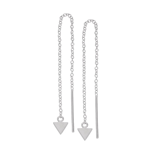 Small Sterling Silver Flat Triangle Pull Through Earrings