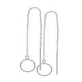 Sterling Silver Minimalist Circle Wire Dangle Drop Pull Through Earrings