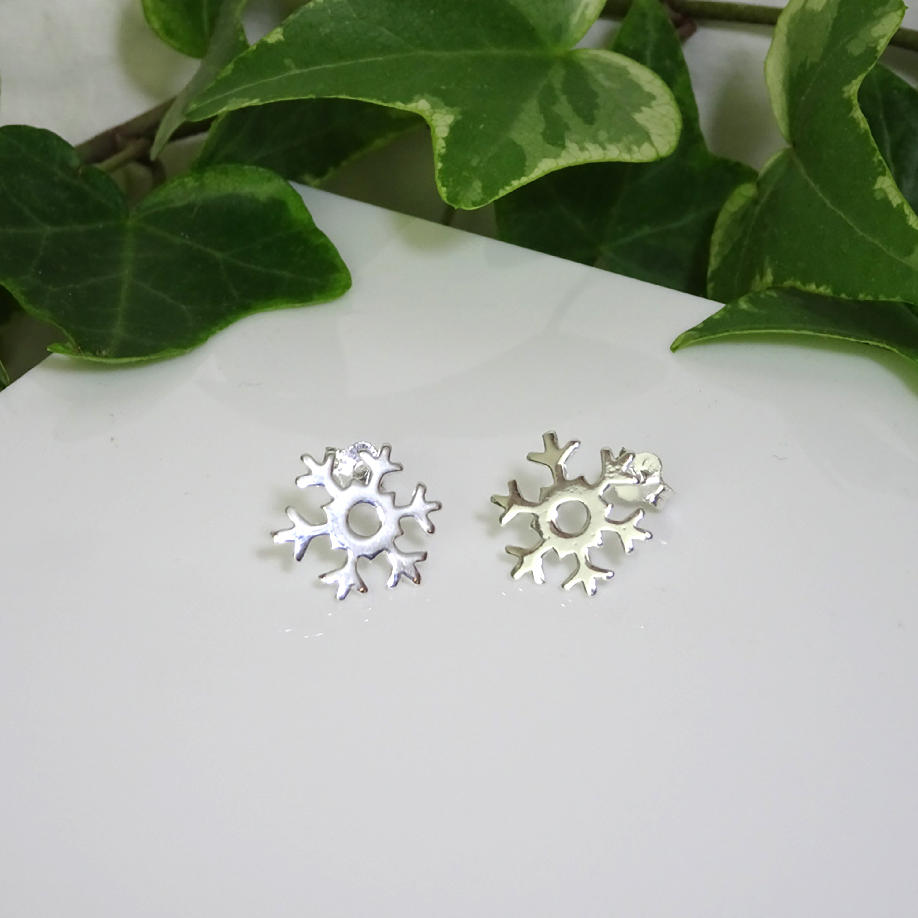 Sterling Silver Snowflake Stud Earrings