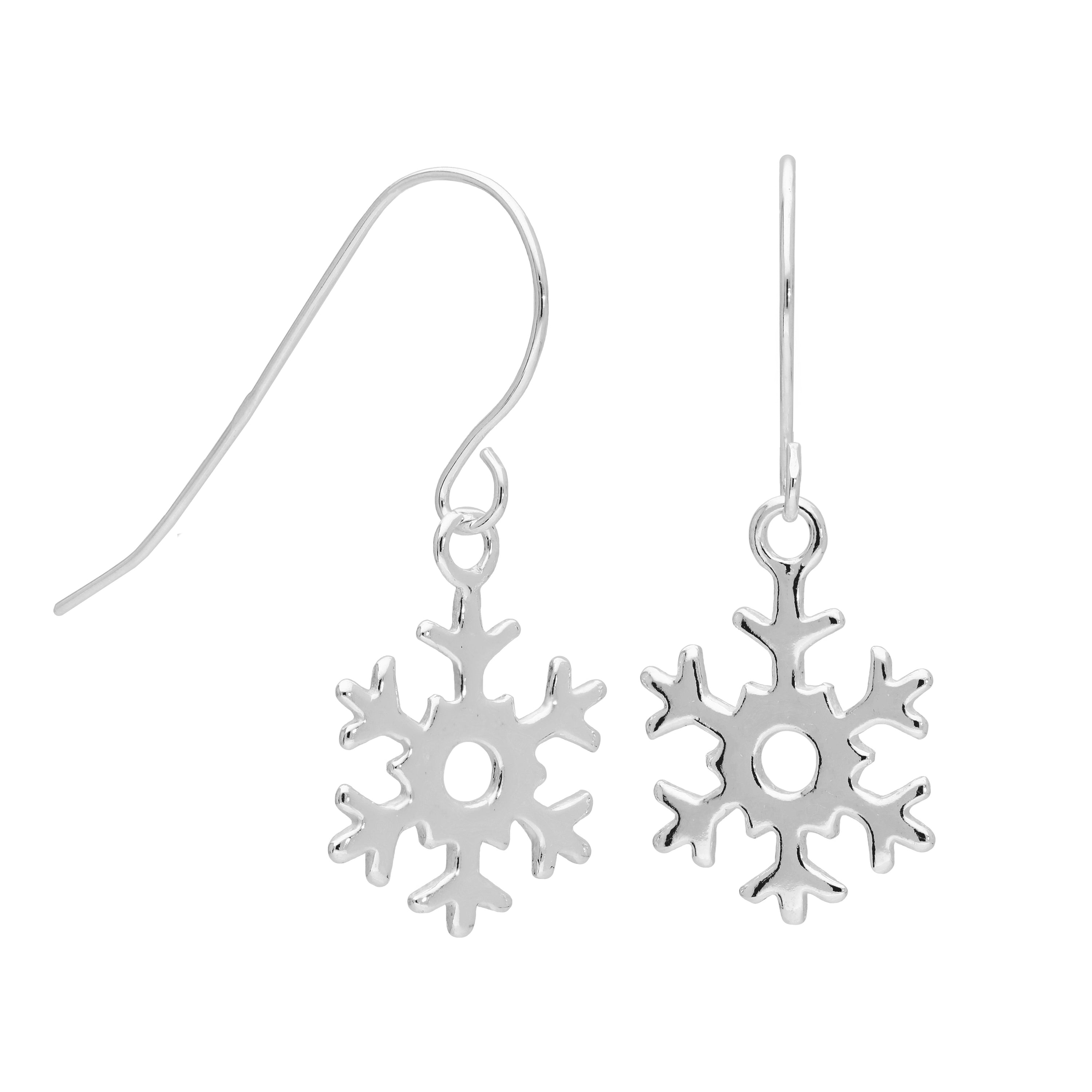 Sterling Silver Snowflake Dangle Drop Earrings