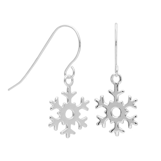 Sterling Silver Snowflake Dangle Drop Earrings