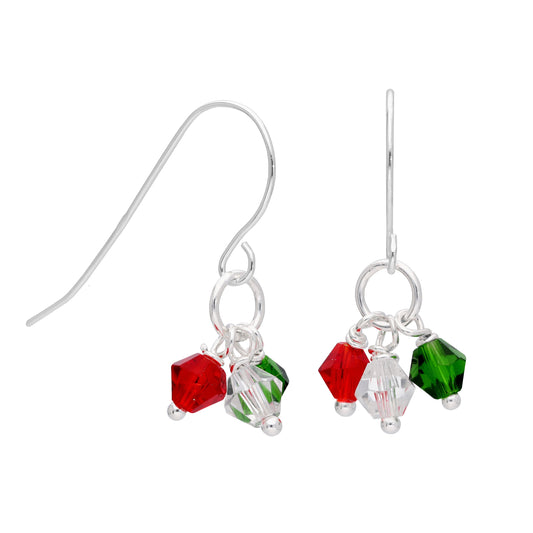 Sterling Silver Multi CZ Festive Bead Drop Earrings