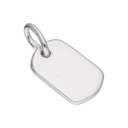 Small Sterling Silver Rectangular Engraveable Dog Tag Charm