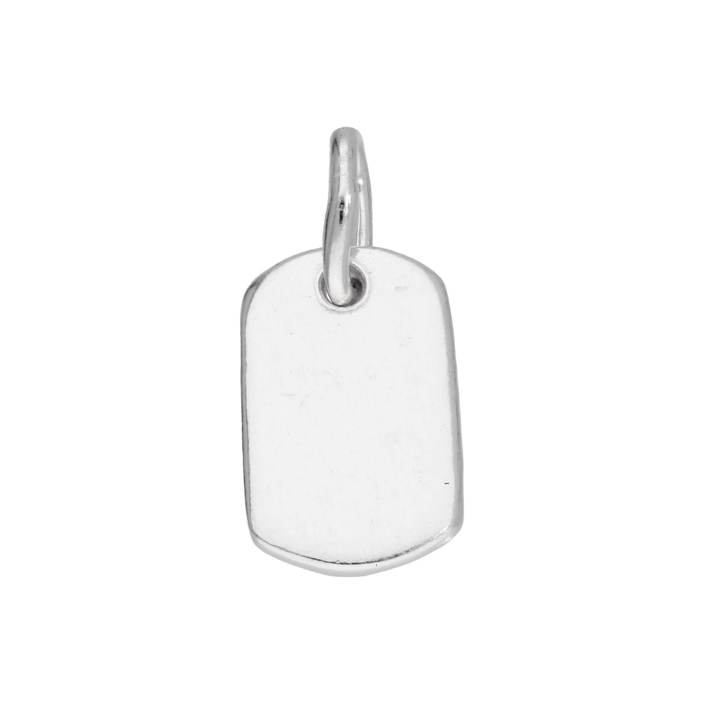 Small Sterling Silver Rectangular Engraveable Dog Tag Charm