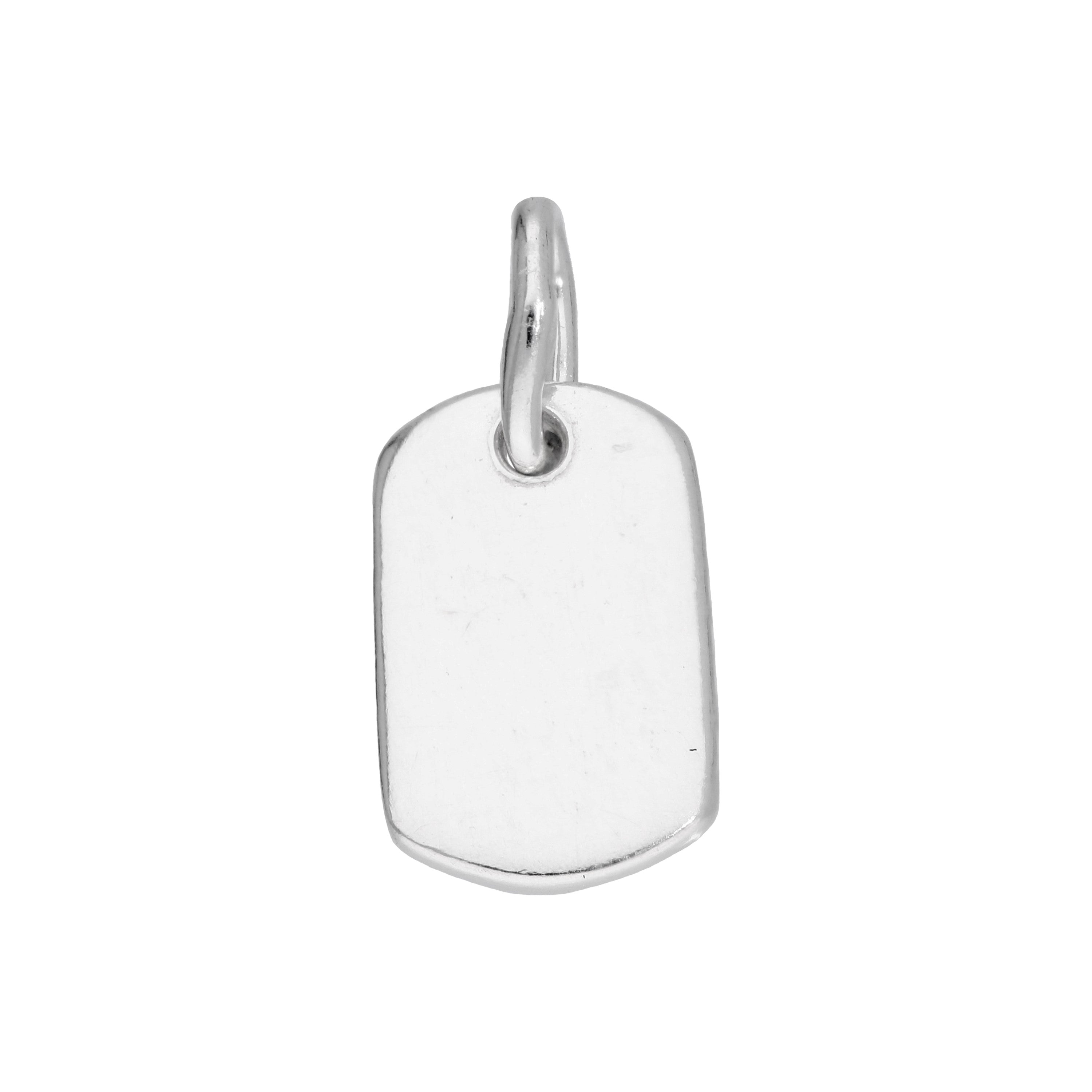 Small Sterling Silver Rectangular Engraveable Dog Tag Charm