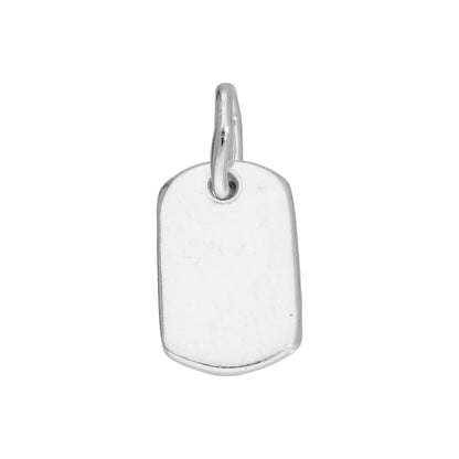Small Sterling Silver Rectangular Engraveable Dog Tag Charm