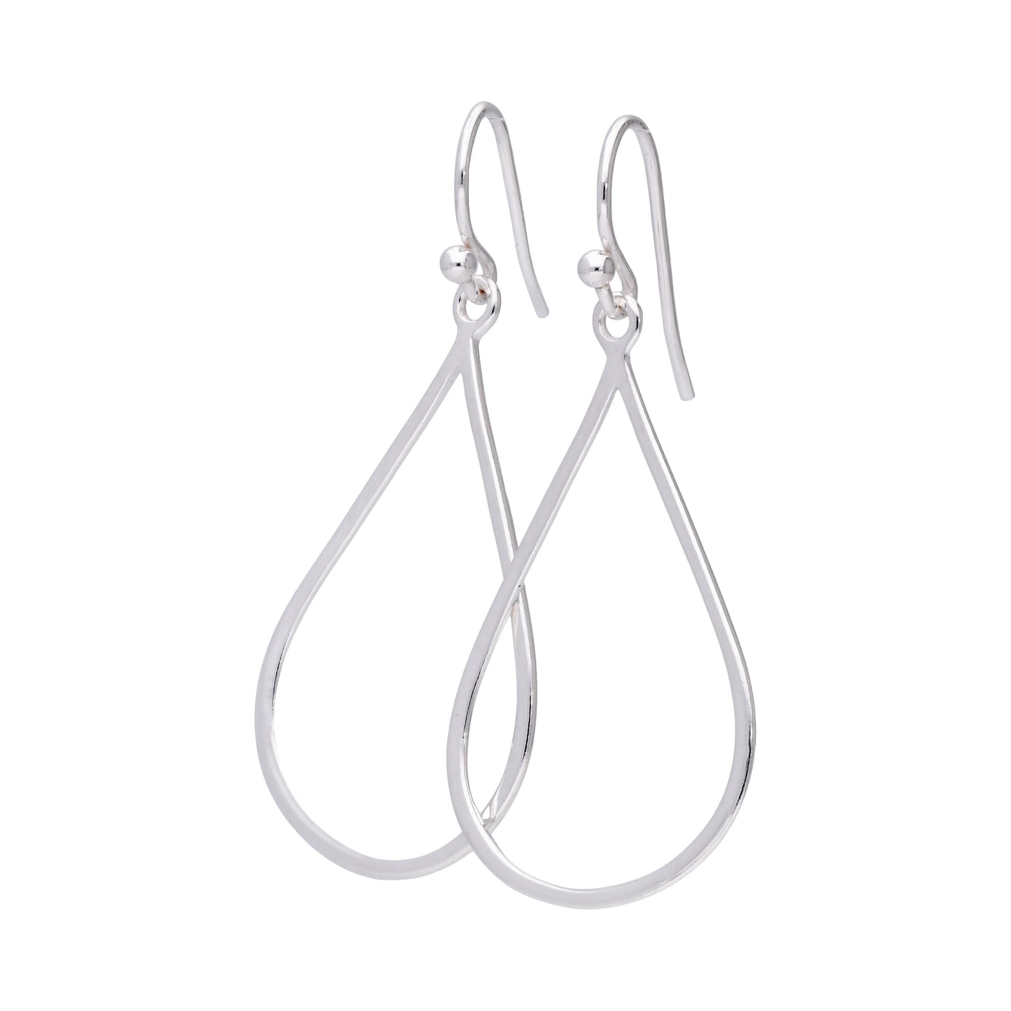 Sterling Silver Minimalist Teardrop Outline Dangle Drop Earrings