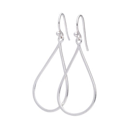 Sterling Silver Minimalist Teardrop Outline Dangle Drop Earrings