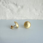 Gold Plated Sterling Silver Matt Half Ball Stud Earrings