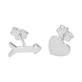 Sterling Silver Heart Arrow Mix & Match Stud Earrings
