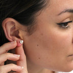 Sterling Silver Knot White Synthetic Pearl Stud Earrings