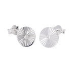 Sterling Silver Starburst Diamond Cut Clear CZ Stud Earrings