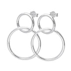 Sterling Silver Interlocking Double Circle Stud Drop Earrings