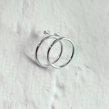 Sterling Silver 20mm Large Circle Stud Hoop Earrings