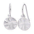 Sterling Silver Hammered Round Disc Drop Earrings