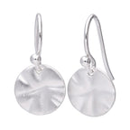 Sterling Silver Hammered Round Disc Drop Earrings