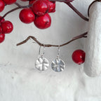 Sterling Silver Hammered Round Disc Drop Earrings