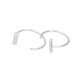 Sterling Silver Minimalist Flat Rectangle Bar Pull Through Open Hoop Earrings