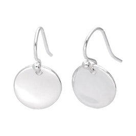Sterling Silver Round Disc Drop Dangle Earrings