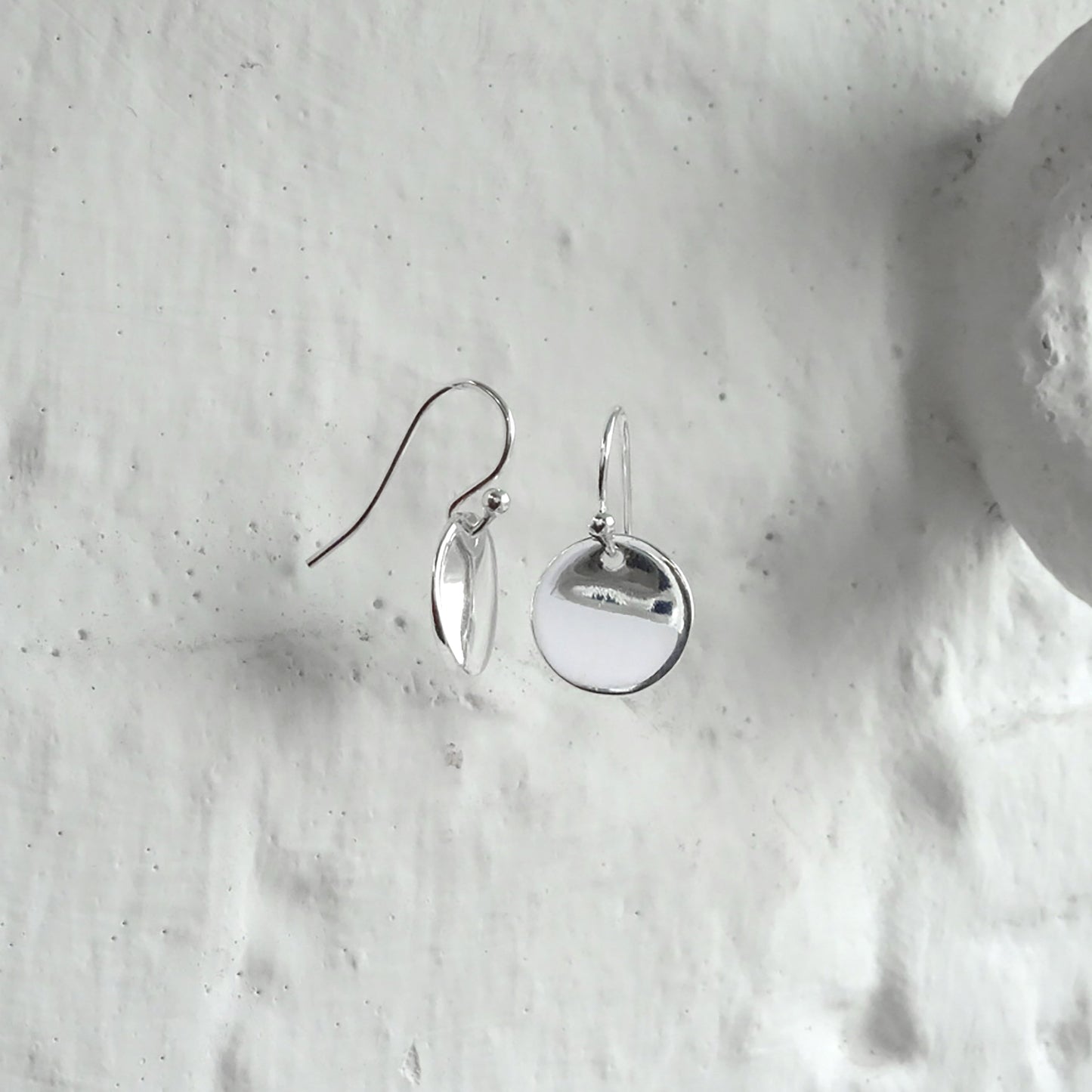 Sterling Silver Round Disc Drop Dangle Earrings