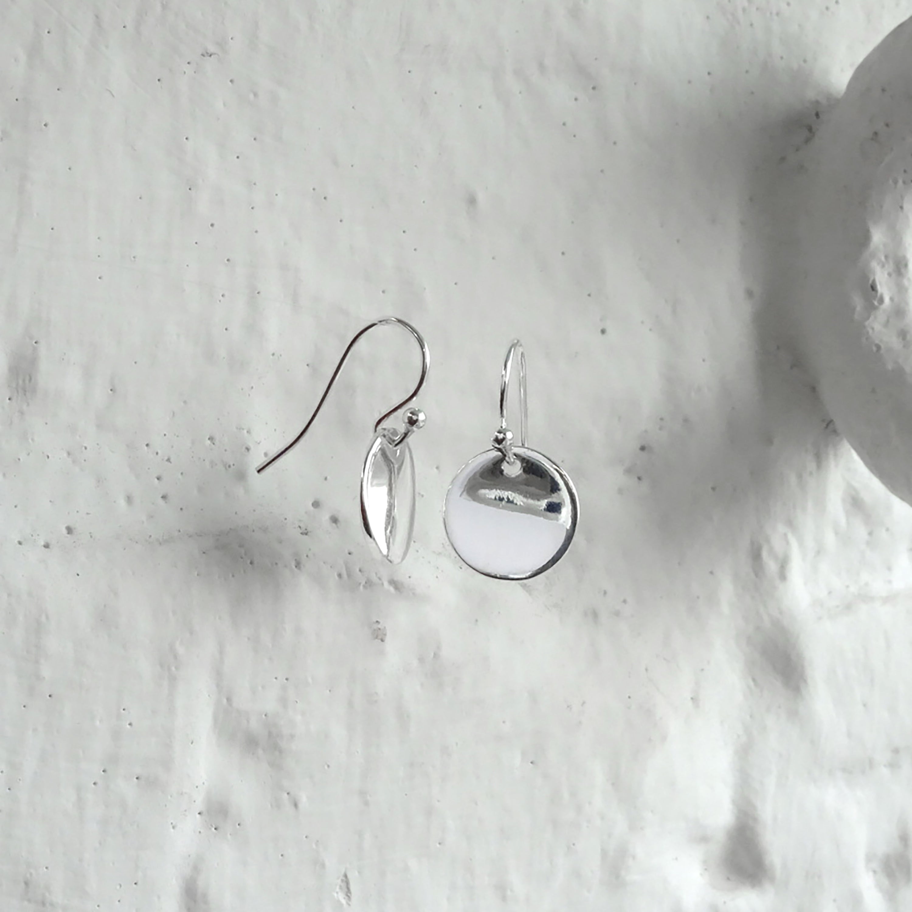 Sterling Silver Round Disc Drop Dangle Earrings