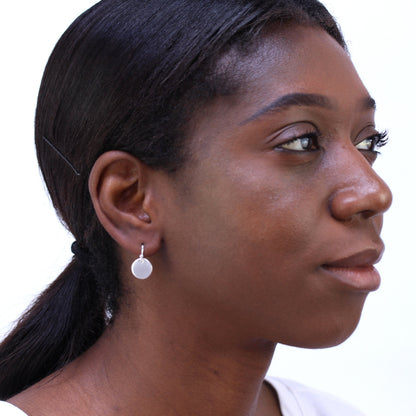 Sterling Silver Round Disc Drop Dangle Earrings