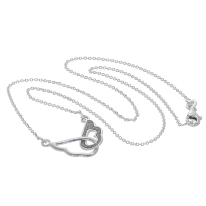 Sterling Silver Interlocking Angel Wing Necklace