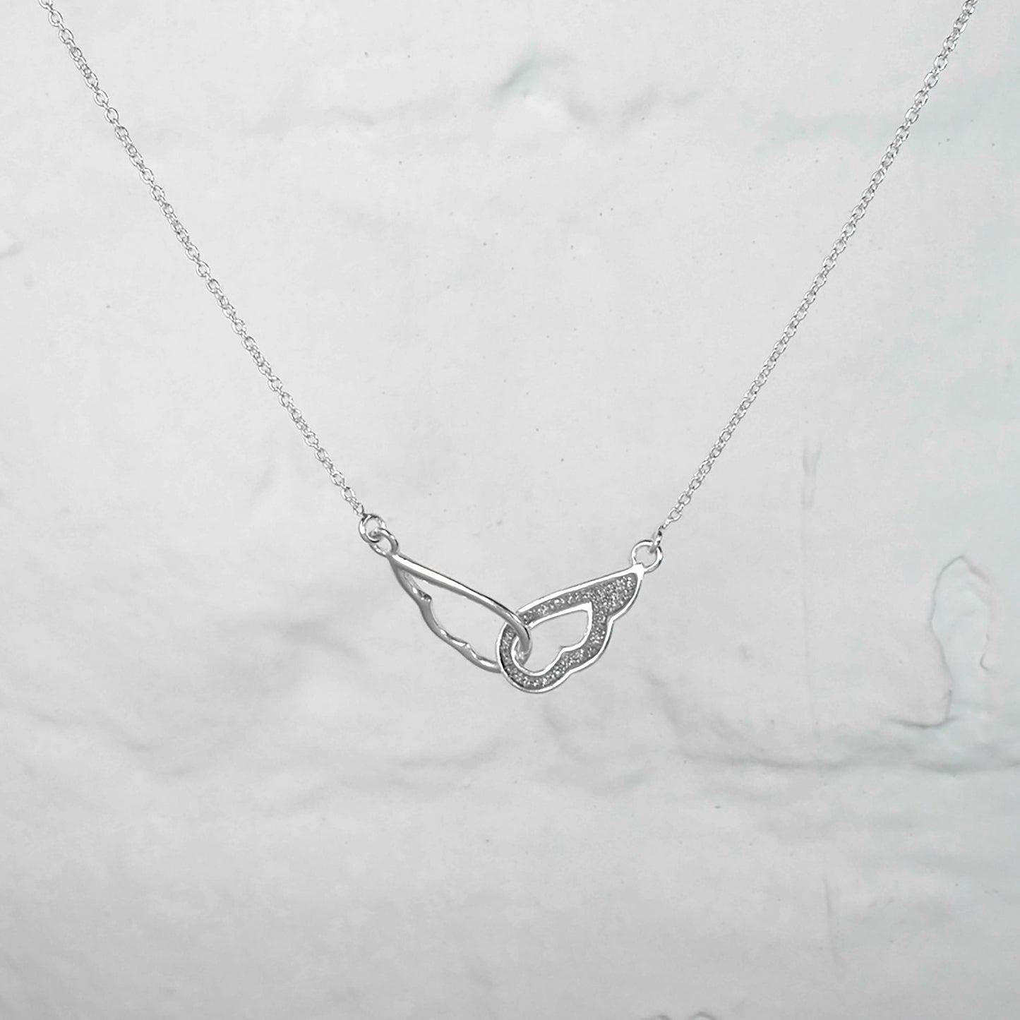 Sterling Silver Interlocking Angel Wing Necklace