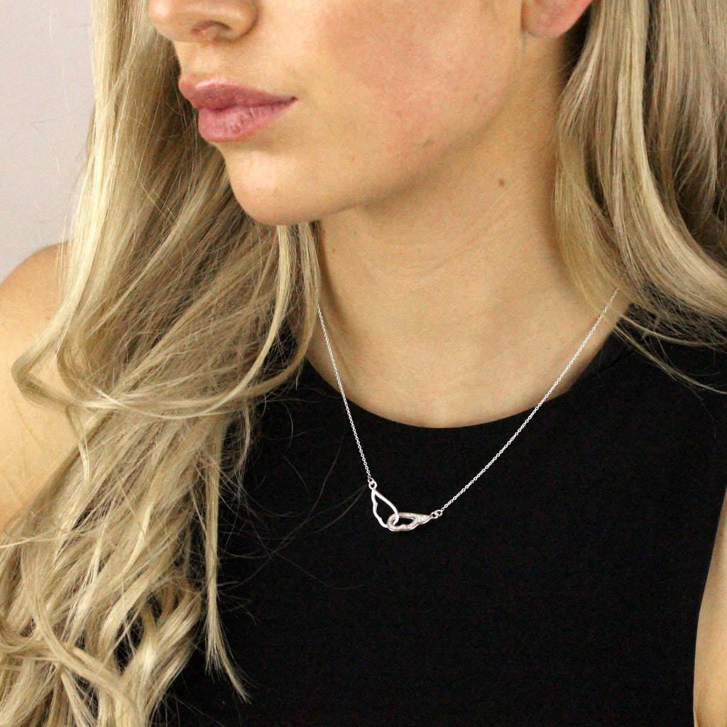 Sterling Silver Interlocking Angel Wing Necklace