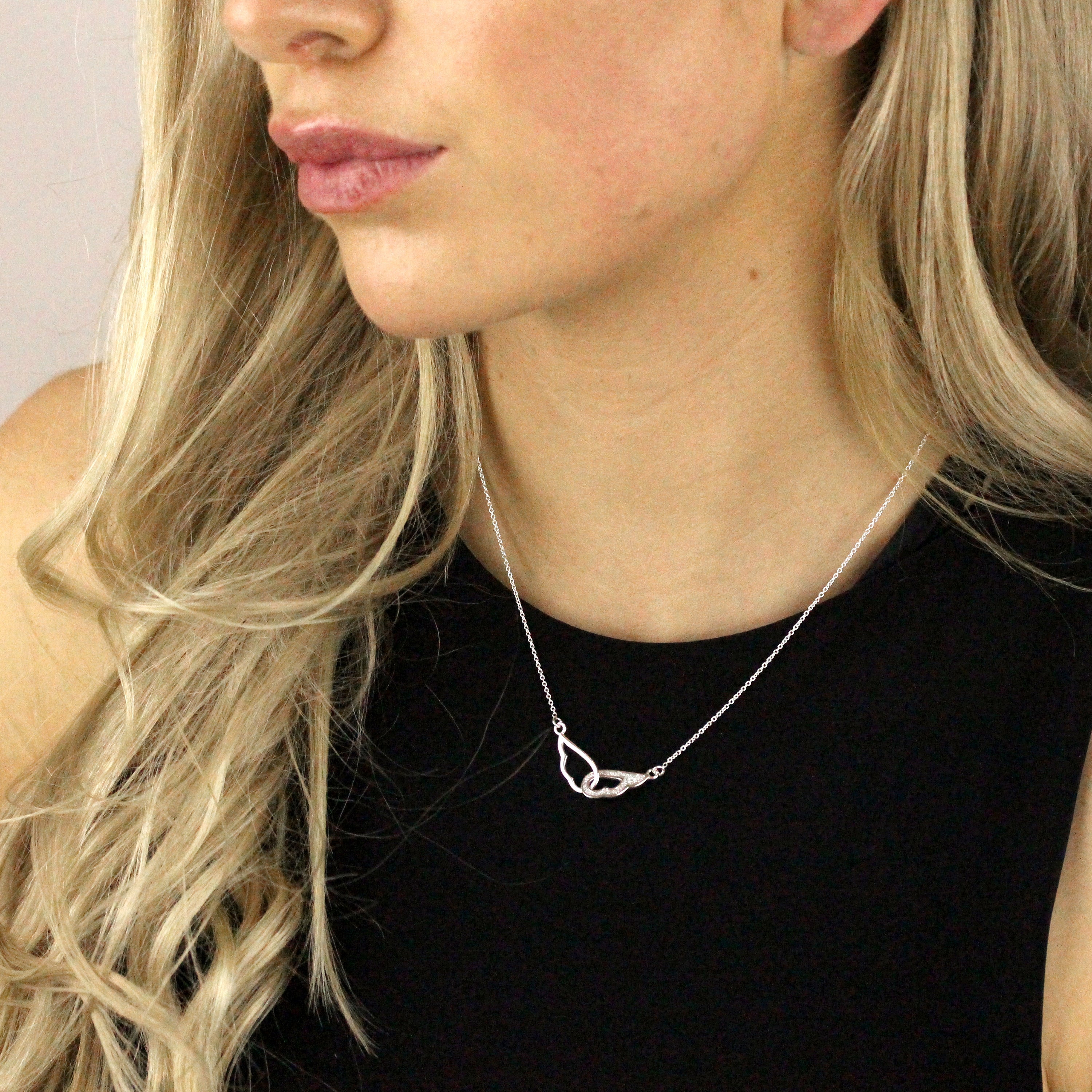 Sterling Silver Interlocking Angel Wing Necklace