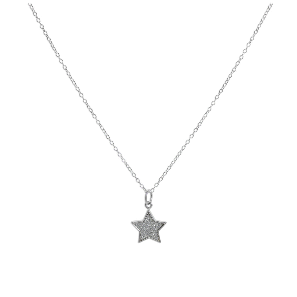 Sterling Silver Frosted Star Pendant Necklace