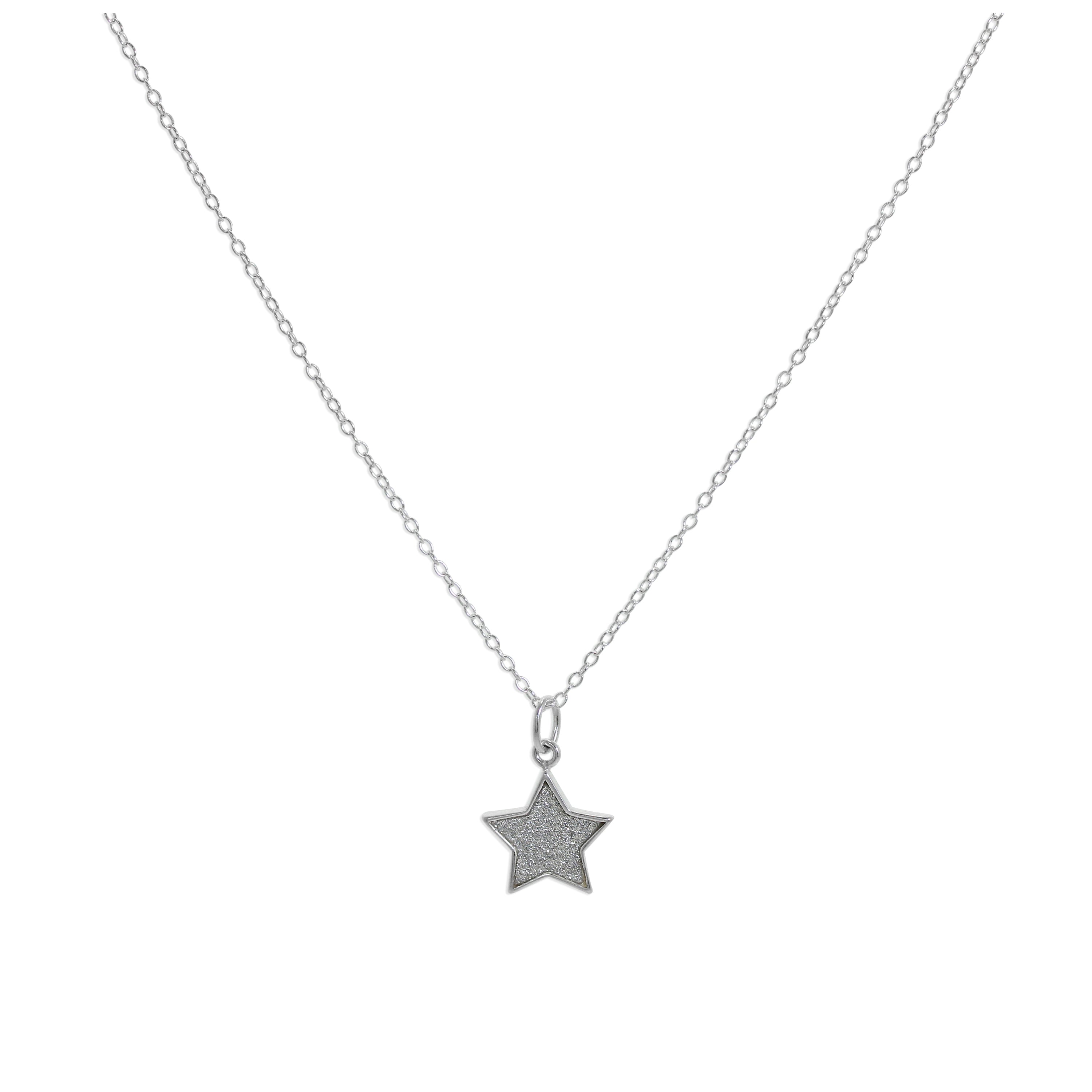 Sterling Silver Frosted Star Pendant Necklace
