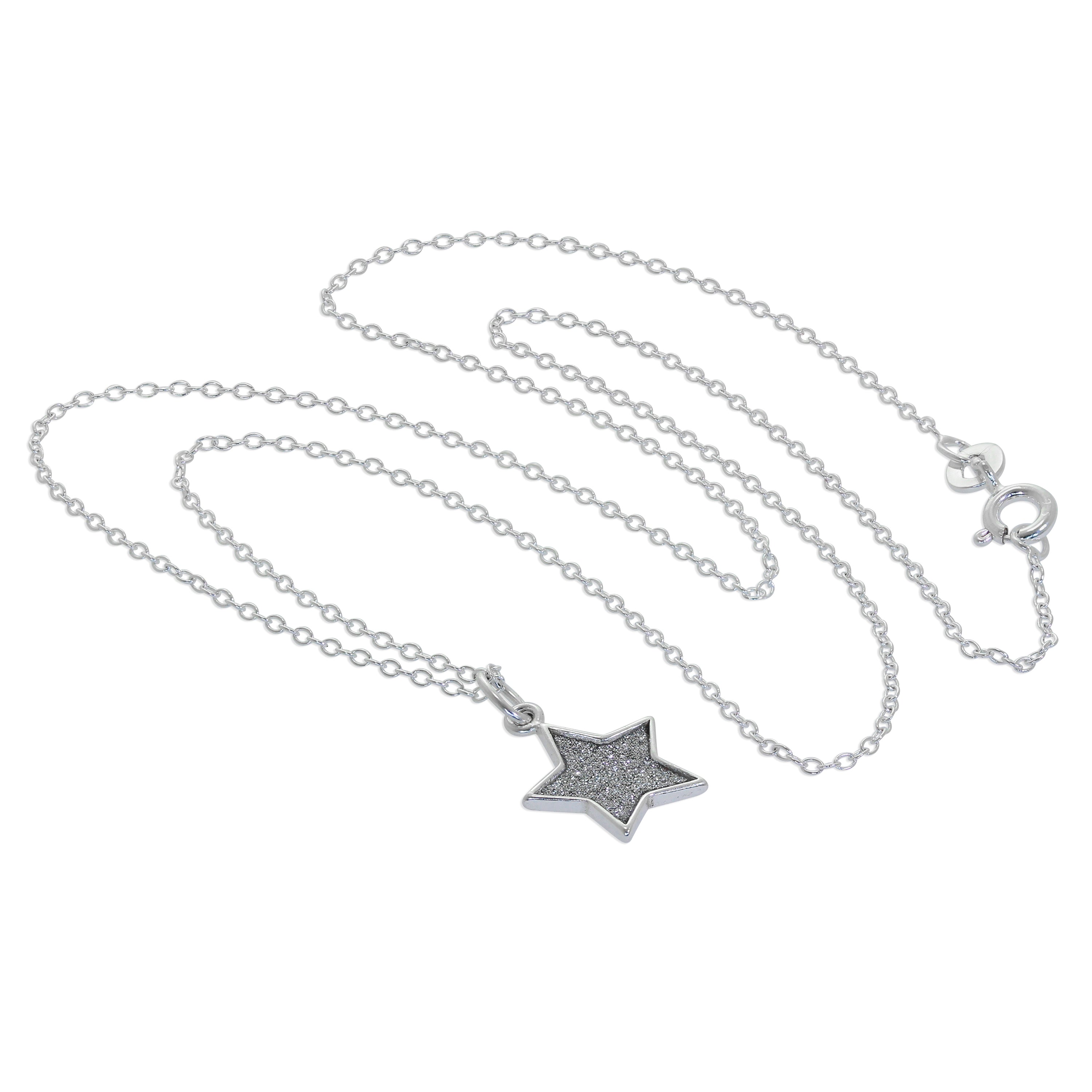 Sterling Silver Frosted Star Pendant Necklace