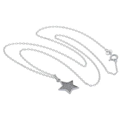 Sterling Silver Frosted Star Pendant Necklace