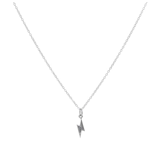 Sterling Silver Frosted Lightning Pendant Necklace