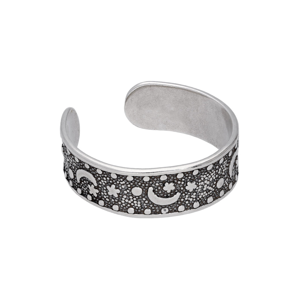Sterling Silver Moon Star Oxidised Toe Ring