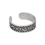 Sterling Silver Moon Star Oxidised Toe Ring