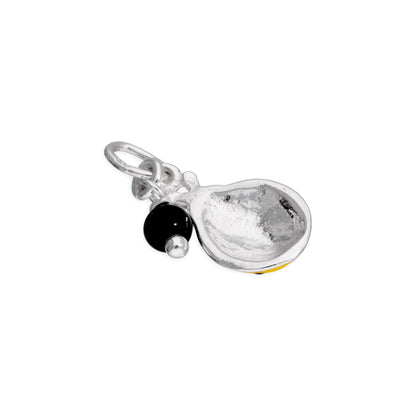 Sterling Silver Yellow Enamel Ladybird & Black Bead Charm