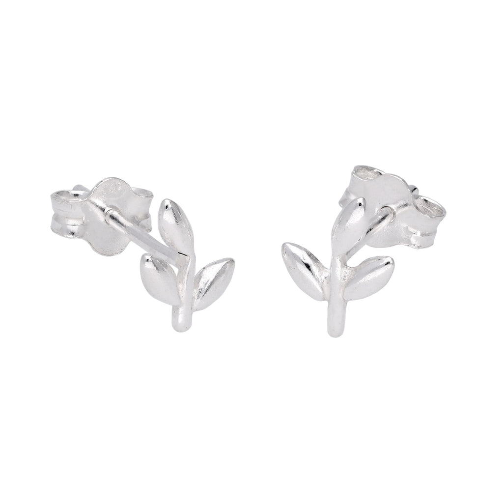 Sterling Silver Cute Leaf Stud Earrings