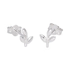 Sterling Silver Cute Leaf Stud Earrings