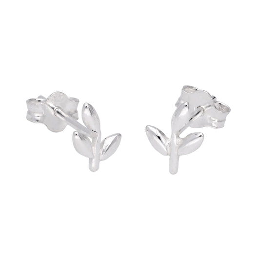Sterling Silver Cute Leaf Stud Earrings