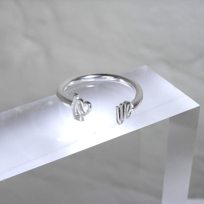 Sterling Silver LOVE Open Adjustable Ring