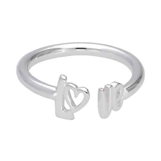 Sterling Silver LOVE Open Adjustable Ring
