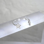 Sterling Silver Clear CZ Star Open Adjustable Ring