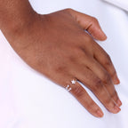 Sterling Silver Clear CZ Star Open Adjustable Ring