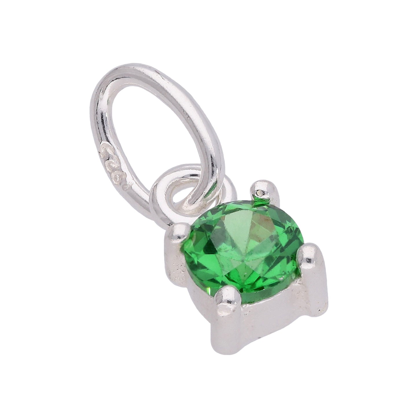 Sterling Silver Emerald CZ May Birthstone Claw Charm