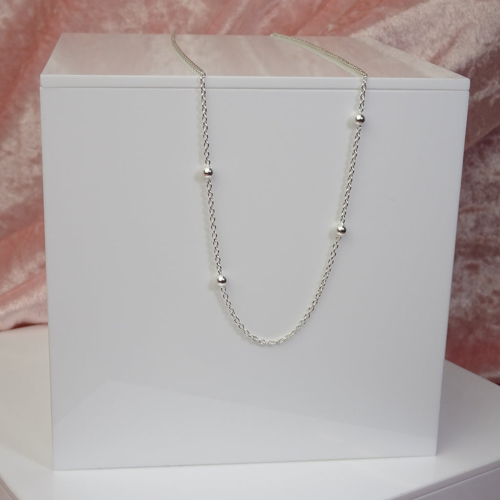 Sterling Silver 16 Inch Bobble Ball Chain Necklace