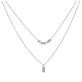 Sterling Silver Double Layer Cube 16 Inch Necklace